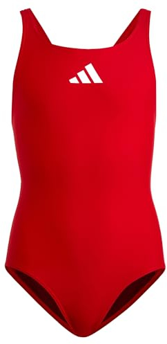 Adidas Niñas Solid Small Logo Swimsuit, Better Scarlet/White/Shadow Red, 11-12 Years