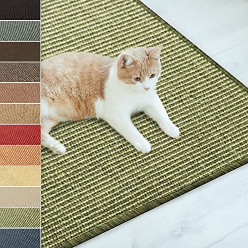 casa pura Katzen Kratzmatte aus Natur Sisal Kratzteppich Kratzmöglichkeiten für Katzen Kratzmöbel für Wand oder Boden - robust & waschba 40 x 60 cm Grün