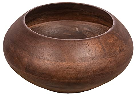 Bloomingville Modern Round Wood Bowl, Walnut Finish