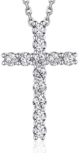 MomentWish Kreuz Kette, 1,2 Karat Moissanite Diamant Halskette Kreuz Anhänger Herren Silber 925 Geschenke für Männer Damen Frauen