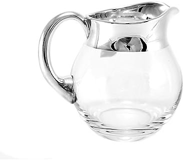 Brillibrum Wasserkrug Kristall Glaskrug Feinsilber Kristallglas Krug WasserKrug Saftkrug Karaffe Kanne Milch Silber Kristallglas Pitcher (1,5 Liter)