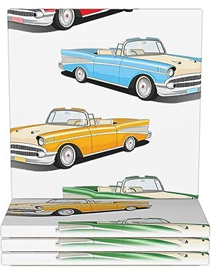 Auto-Roadsters altmodische Keramik-Untersetzer, Set mit 4 saugfähigen Getränke-Stein-Untersetzern, Tassen-Untersetzer mit rutschfestem Korkboden für Bars, Party, Café, Zuhause, Küche, 10,3 cm