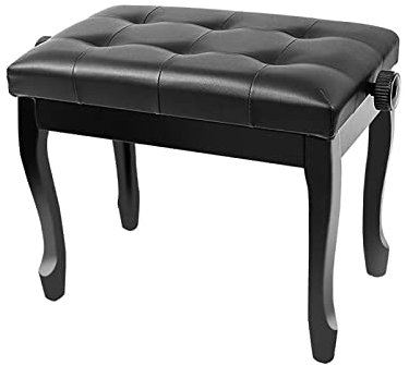 RWRAPS Klavierbank für eine Person, bequemer gepolsterter Klavierhocker, mit luxuriösem weichem Lederkissen, mit 10 cm Sitzhöhenverstellung (Farbe: Braun) (Schwarz 2)