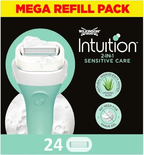 WILKINSON SWORD - Intuition Sensitive Care für Frauen | kein Rasiergel erforderlich | Packung mit 24 Rasierklingen-Nachfüllpackungen