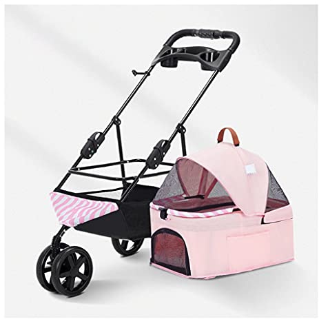 Haustier-Kinderwagen mit 3 Rädern, faltbar, für kleine, mittelgroße Hunde und Katzen, Heimtierbedarf, Reisen, Strand, Haustier-Buggy, Hunde-Fahrradanhänger mit großem Aufbewahrungskorb, Kapazität