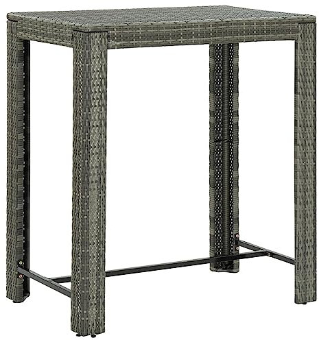 AUVYI Garten-Bartisch Grau 100x60,5x110,5 cm Poly Rattan Beistelltisch Klein Küchentisch Biertisch Campingtisch Buffettisch Multifunktionstisch Bierpong Tische Dining Table Pokertisch