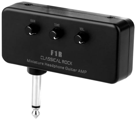 Kleiner Gitarren Bass Kopfhörerverstärker 1 Satz Tragbar Schwarz | Abs Kunststoff, Aluminiumgehäuse, 2 Aaa Batterien Separat, für Gitarrenrucksack und Tasche