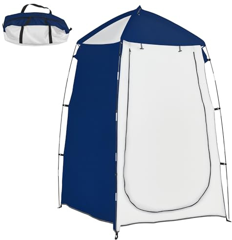Outsunny Portable Camping Dusche Zelt UV25+ Privatsphäre Zelt Instant Bad Zelt Umkleideraum Umkleideraum Toilette mit Fenster Tasche und Tragetasche 123x121x198 cm Blau
