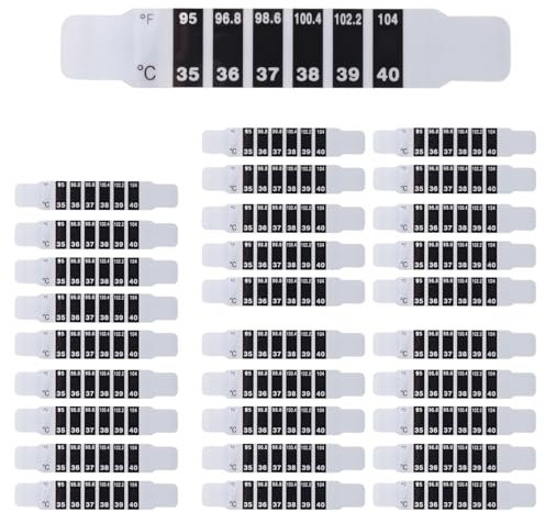 Yheonver 30 StüCk Stirn Thermometer Streifen Selbstklebende Thermometer Streifen Wiederverwendbare Thermometer Aufkleber VerfäRbung Aufkleber