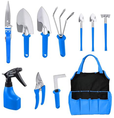 Solarplay Set d'outils de Jardinage, 10 pièces Heavy Duty Set d'outils de Jardinage, Set d'outils pour Le Jardinage, Cadeaux pour Femmes et Hommes