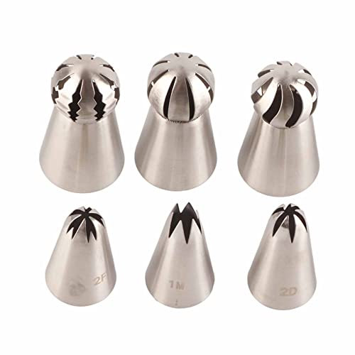 Set di Ugelli per Tubazioni per Pasticceria in Acciaio Inossidabile per Torte, Cupcake, Dolci, Esperienza di Cottura, Kit Deluxe da 6 Pezzi