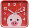 sarcia.eu Orologio da parete analogico, orologio quadrato per bambini 20,2x20,2 cm (Maialino)