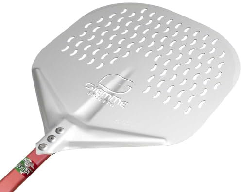 Giemme Pala per Pizza Forata in Alluminio - Per pizze da 30 cm - Pala per Forno a Legna Profondo 70/80 cm (Testa ø 30 cm, Lunghezza manico 90 cm)