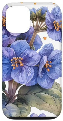 iPhone 14 Bergenia Flower Hearts Around Boho Style Graphic Case