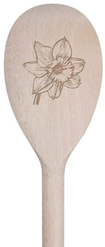 Azeeda 'Welsh Daffodil' Wooden Spoon - 30cm (SO00023196) | Cooking Utensil for Stirring, Baking, Sauces and Food Preparation