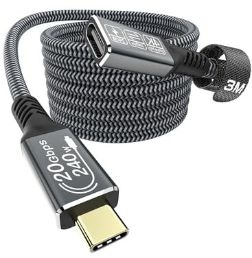 CAKOBLE cavo prolunga usb c 3 metri,USB 3.2 Gen2 240W 4K@60Hz Cavo Type C Maschio a Femmina 20Gbps Cavo Prolunga Tipo C Compatibile per iPhone 16/15 Pro Max, MacBook Pro/Air XPS 15 Galaxy S24 S23