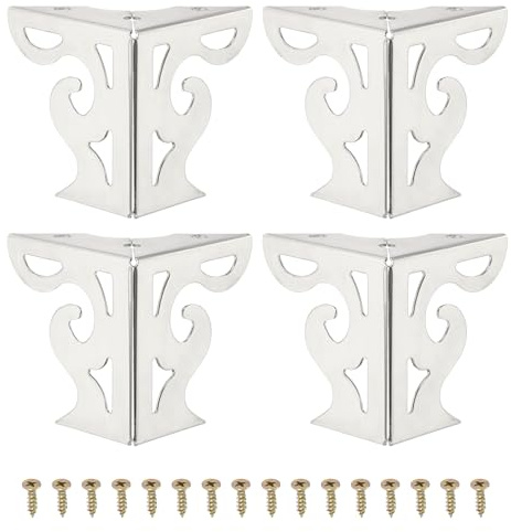 PATIKIL 3 Inch Hollow Out Furniture Legs, Set of 4 Modern Metal Triangle Couch Feet Replacement Sofa Legs for Cabinet Dresser Cupboard Table Chair Ottoman Bookcase Wardrobe, Silver