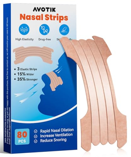Anti Snoring Nasal Strips for Breathing: 80Pcs Large Nose Strips for Men Women Kids Sleep Snore Aids Stopper Devices - Relief Nasal Congestion Allergies for Sports Easy Improved Airflow
