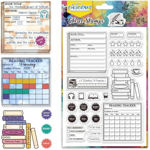 CHGCRAFT Lesetagebuch Stempel Set, 16x11cm Silikon Clear Stempel, Transparente Stempel für Journaling, Scrapbooking, Kartenbasteln und DIY Projekte