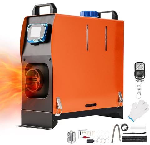 HALOYWB Chauffage Diesel 12 V 5 KW Tout-en-Un à Trou Unique avec écran LCD Intelligent pour Garage, Camping-Car, Camping-Car, Camion, remorque, Bateau (Orange)