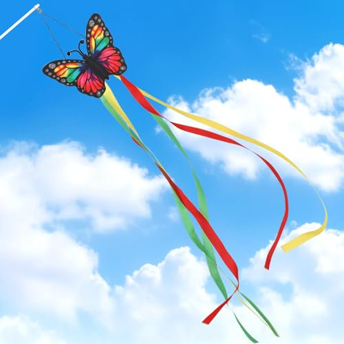 NOVWANG Schmetterlings-Windsack für draußen, 101,6 cm, Frühlings-Windsocke, Frühling, Sommer, Outdoor, hängende Schmetterlingsflagge für Hof, Garten, Terrasse, Boot, Heimdekoration