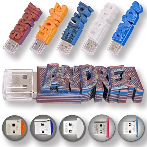 Clé USB Multi Couleurs Personnalisée avec Texte en Relief | Stockage Rapide USB 3.0 | Impression 3D sur Mesure | Capacités 8 Go à 128 Go | Choix de 21 Couleurs (16, GB)