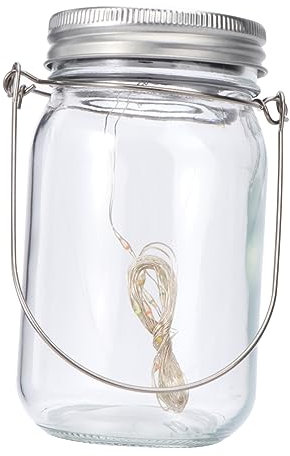 DECHOUS Solar-Powered Jar Lamp Outdoor Lantern Led Jar Light Garden Decor for Patio Porch Doorway Trees Windows