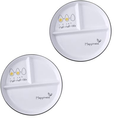 HOLIDYOYO 2pezzi Piatto Ceramica Diviso Per Dieta Piatto Da Pranzo Con Scomparti Stile Casuale Per Controllo Porzioni e Preparazione Pasti Casa