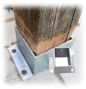 Pergola Post Support Flange Covers ，Heavy Duty Steel Bolt Down Fence Post Holder，Post Bracket Anchor Base, for Decking/Concrete/Balustrade(60x40x80(H) mm)
