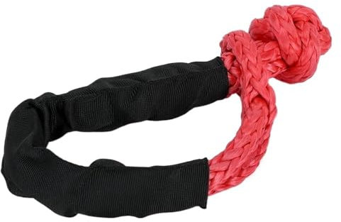 EGUIAS otfall-Abschleppgurt Abschleppseil-Bergungsring mit weichem Schäkel, 41000LBS Synthetisches Windenseil, unverzichtbares Zubehör für ATV, UTV, SUV(Rope Red)