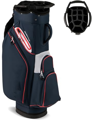 COSTWAY Golf Cart Bag, Golf Trolley Bag with 14 Way Dividers, Cooler Pocket, Adjustable Shoulder Strap and Rain Hood, Lightweight Golf Clubs Strorage Bags for Men & Women