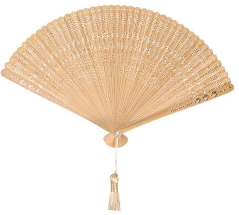 Toyvian Bamboo Folding Fan Handheld Vintage Fan Portable Brown for Women Ladies Summer Wedding Party Decoration