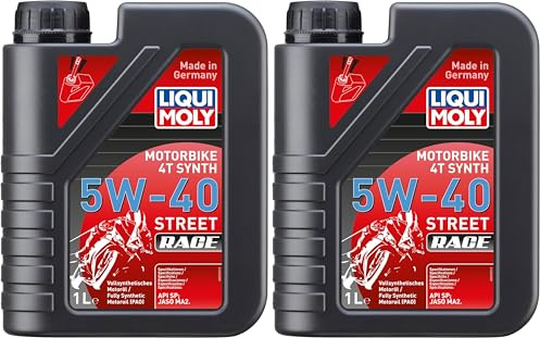 Liqui Moly Motorbike 4T Synth 5W-40 Street Race | 1 L | Motorrad vollsynthetisches Motoröl | Art.-Nr.: 2592 (Packung mit 2)