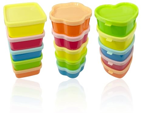 AIRTILY 15 Cajas De Bocadillos para Niños, Cajas De Comida Portátiles, Cajas De Bocadillos Selladas De Plástico, Reutilizables, Loncheras.