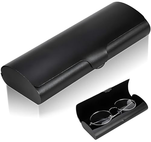 JUGUTA Funda Gafas Rígida De Aluminio, Estuche Para Gafas De Lectura Negro, 15Cm De Largo, 5.6Cm De Ancho, 2.7Cm De Alto, 1 Unidad Para Mujer Y Hombre