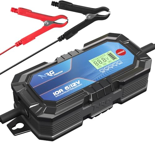 NRG Premium LiFePO4 Ladegerät 12V/6V 10A Batterie Auto LKW Batterieladegerät Lithium-Eisenphosphat-Ladegerät Blei-Säure Batterie Gel AGM