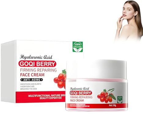 Crema viso per il viso con bacche di goji, 50 g, anti-invecchiamento e anti-rughe, per giorno e notte, una crema sbiancante per il viso per donne e uomini, riduce le rughe, idrata