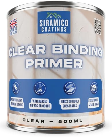 SIRAMICO COATINGS Clear Binding Primer I Water-Based Acrylic Sealer & Surface Stabiliser for Peeling Paint, Flaking Plaster, Chalky Walls I Deep Penetration, Breathable & Durable Bond (0.5 Liters)