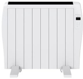 Radiador Emisor Térmico EVVO C8 Blanco, 1200W, hasta 16m2, Instalación Suelo o Pared, Control por Voz, Google Home, 8 elementos, Bloqueo infantil, Wifi, Control remoto, Temporizador, Display LCD
