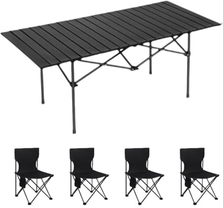 Tragbarer Campingtisch und Stuhl aus Karbonstahl – Mehrzweck-Picknicktisch für Outdoor-Abenteuer, leicht und langlebig, ideal für Camping und Picknicks.