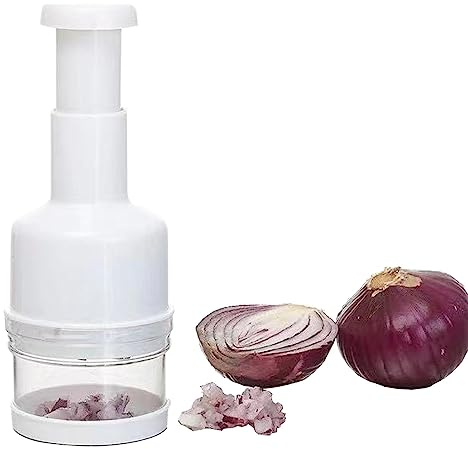 Manual Food Chopper, Mini Hand Vegetable Cutter with Stainless Steel Blade, Handheld Veggie Chopper with Container Vegetable Cutter, Onion Chopper, Garlic Mincer, Salad & Herb Dicer Easy Clean
