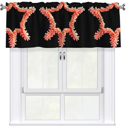 Tenda corta mantovana 137,2 x 45,7 cm WHJDPP a forma di stella corallo stampa decorazione casa filtro luce solare per soggiorno cucina studio