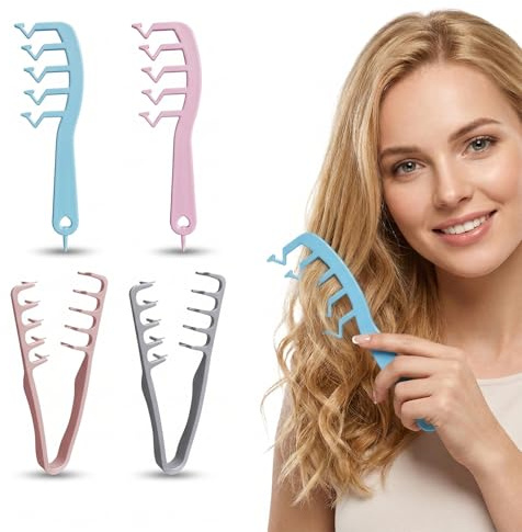 BAHME 4 Pcs peine texturizador hombre, Peine Texturizador, Peine de Dientes Anchos, Herramienta para dar Volumen a las Raíces, Accesorio De Estilizado Para Raíces y Flequillo, para Uso de Peluquería