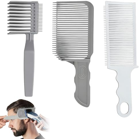 Haarschneidekamm, 3 Stück HaarschneideHilfe, Verstellbare Haarschneide Schablone, Gebogener Positionierungskamm Haarschneidekamm üBergang für Herren(Grau)