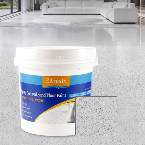 Epoxy Colored Sand Floor Paint, Epoxy Floor Paint For Concrete, High-Gloss Self-Leveling Epoxy Coating, Wear-Resistant & Non-Slip Marble Effect Finish, for Interior & Exterior Surfaces (Platinum Cloud Gray,35.27 oz)