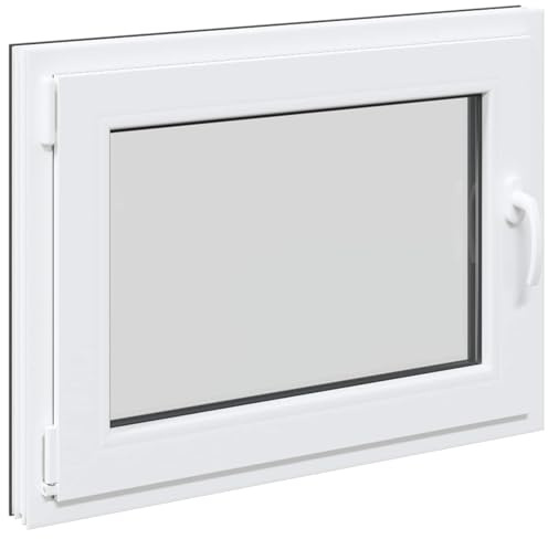 Källarfönster RISOR antracit 80 x 60 cm PVC och glas, modern källarfönsterdesign, hållbar PVC-glaskonstruktion, energieffektiv, värmeisolering, ljudisolering, roterande funktion