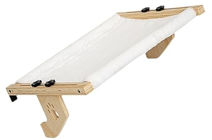 Xinsheinelry Hanging Cats Sun Bath Bed with Removable Soft Cushion for Window Sill Tree Stable Wooden Frame and Nonslip Design Wall Mounted Bed