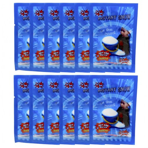 Pinsel Ton 12Pcs Kunstschnee Pulver,Instant Schnee,Fake Schnee für Draußen,Künstlicher Schnee zum Basteln,Weihnachtsdeko Schnee,Schneepulver Dekoration,Kunstschnee Outdoor,Künstliche Schneeflocken,8g