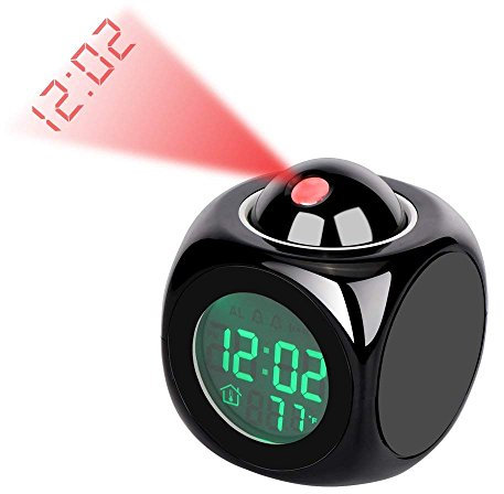LED Despertador de Proyección Pantalla Digital de Temperatura Multifunción Projector Alarm Clock Multi-function Digital Temperature Sonido Projection Reloj 12 24 Horas Conmutado Hogar Decorativo