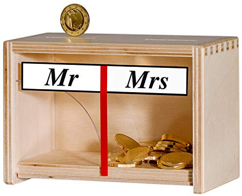 Spardose Hochzeit | Geld rutscht Immer auf eine Seite | Hochzeitsgeschenke für das Brautpaar | Polterabend Geschenk Hochzeit Ehepaar | Hochzeitskasse Hochzeitsspardose | Geldgeschenke (Mr Mrs Braun)